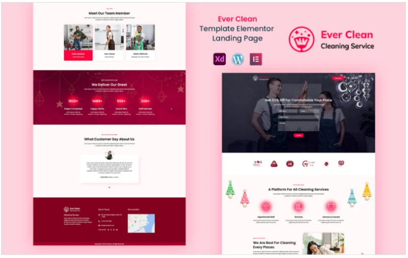 Ever Clean – Cleaning Services Ready to Use Elementor Landing Page Template(m)