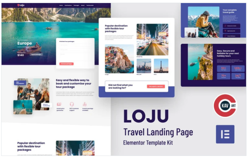 Loju – Travel Landing Page Elementor Template Kit(m)