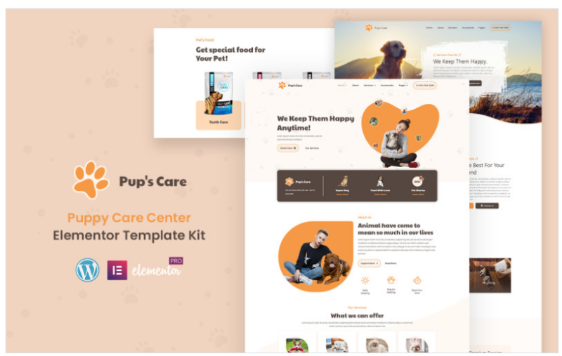 Pup’s Care – Pets House Ready to Use Elementor kit(m)