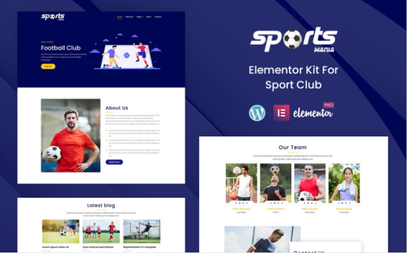 Sports Mania – Sports Club Clean & Modern Elementor Kit Templates(m)