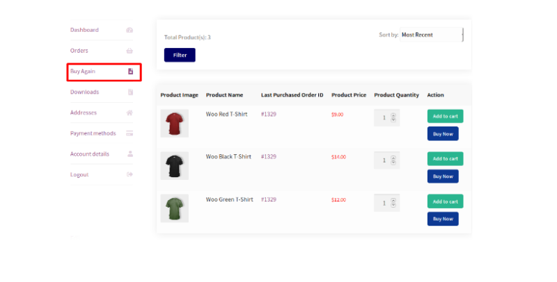 Buy Again for WooCommerce 3.5.0