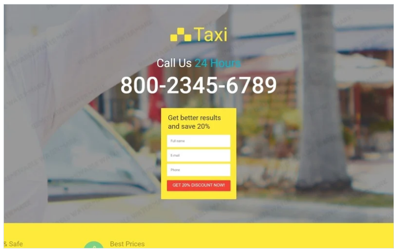 Taxi Responsive Landing Page Template