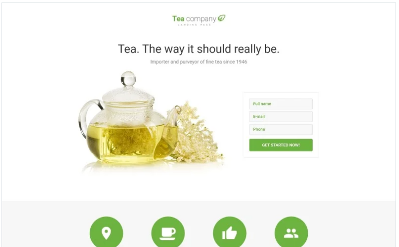 Tea Company – Drink Store Clean HTML Landing Page Template