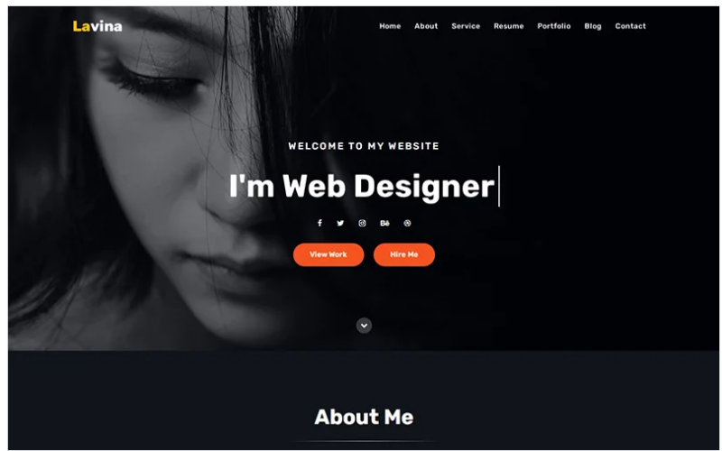 Lavina – Personal Portfolio Landing Page Template