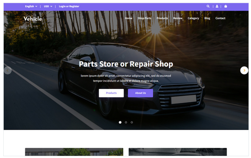 Vehicle – Car Parts Store Landing Page Template