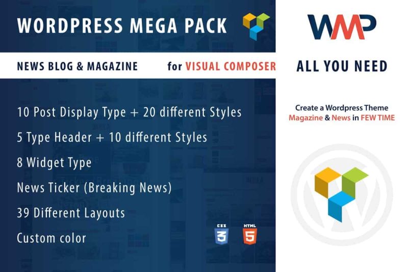 Wordpress Mega Pack for Visual composer News-Blog