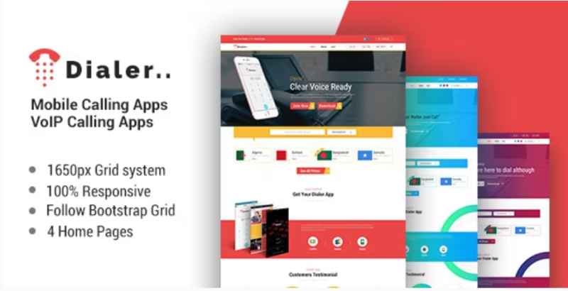 Dialer VoIP Mobile Calling Apps HTML Templates