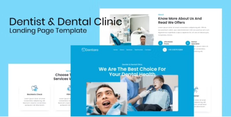 Dentare Dentist Dental Clinic Landing Page Template