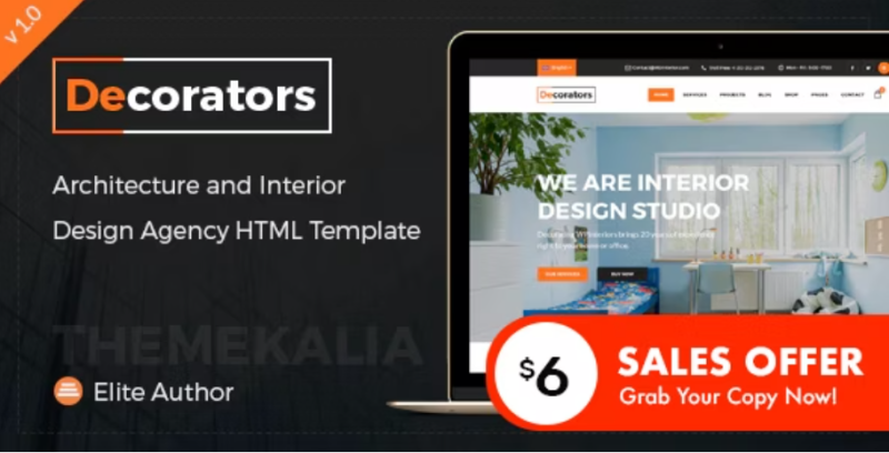 Decorators HTML Template for Architecture Modern Interior Design Studio