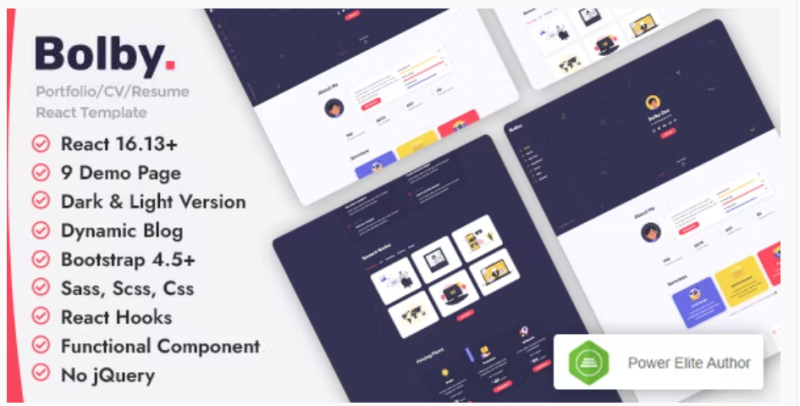 Bolby React Personal Portfolio CV Resume Template