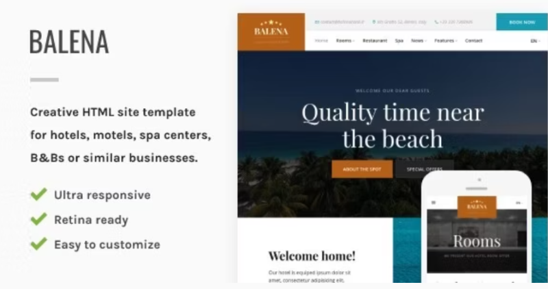 Balena Hotel HTML Site Template