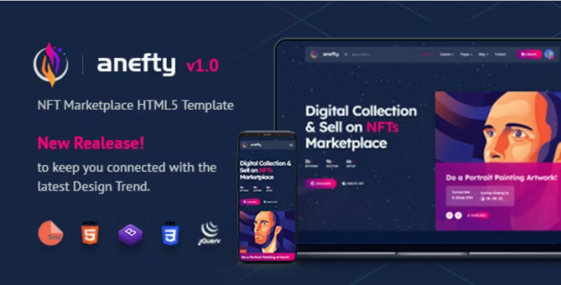 Anefty NFT Marketplace HTML5 Template