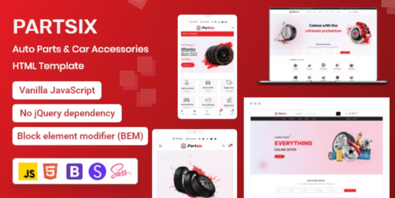 Partsix Auto Parts Car Accessories Shop HTML Template