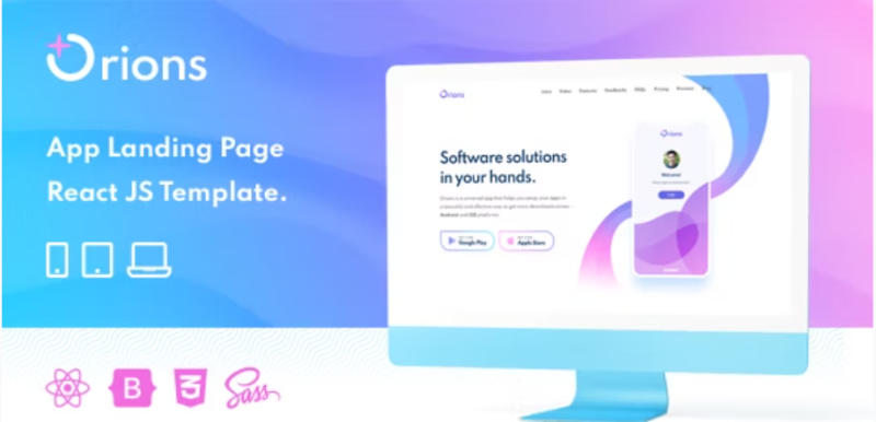 Orions %E2%80%93 Responsive App Landing Page React JS Template