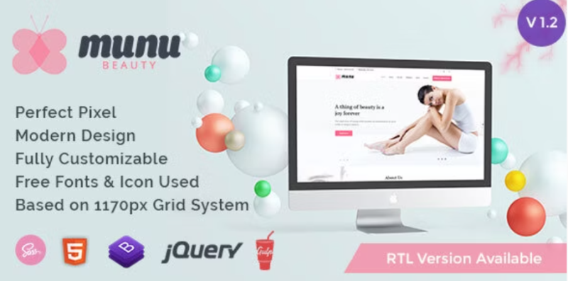 Munu Beauty HTML5 Template RTL