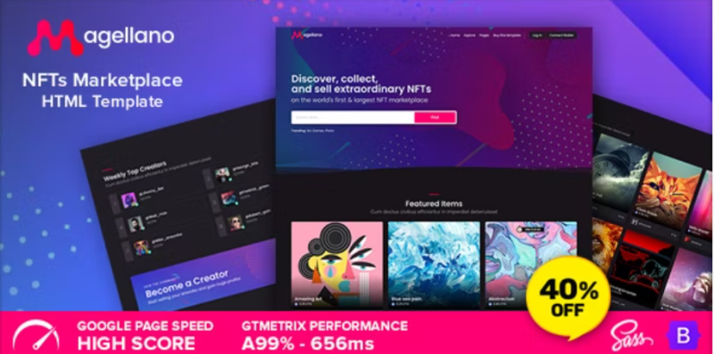 Magellano NFT Marketplace HTML Template