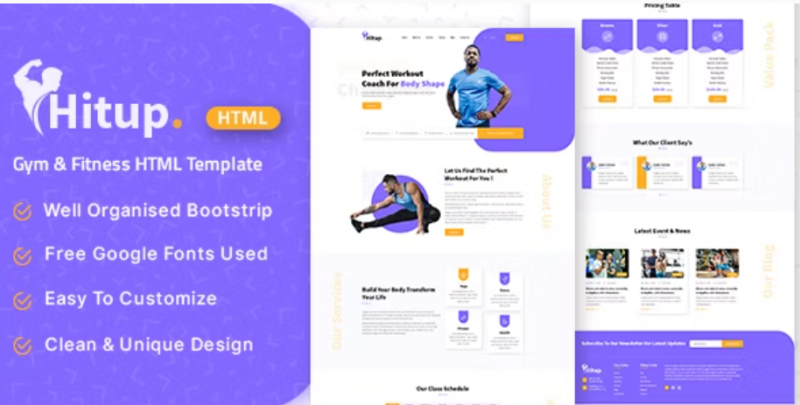 Hitup Fitness and Gym HTML Template