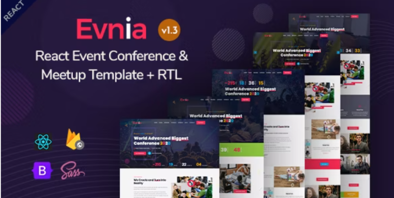 Evnia React Event Conference Meetup Template