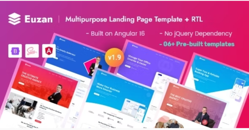 Euzan Angular 16 Multipurpose Landing Page Template