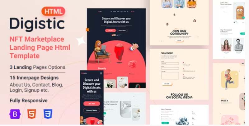 Digistic NFT Marketplace Landing Page Html Template