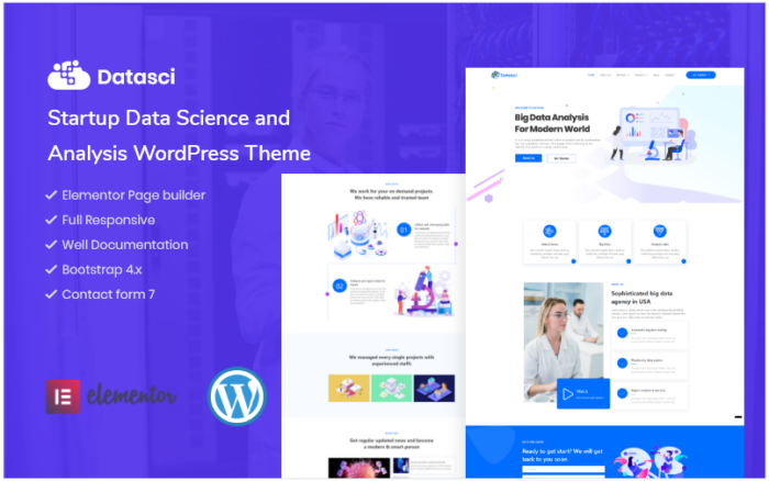 Datasci - Startup Data Science & Analytics WordPress Elementor Theme