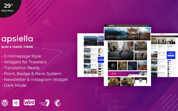 Apsiella - For Bloggers & Travelers WordPress Theme