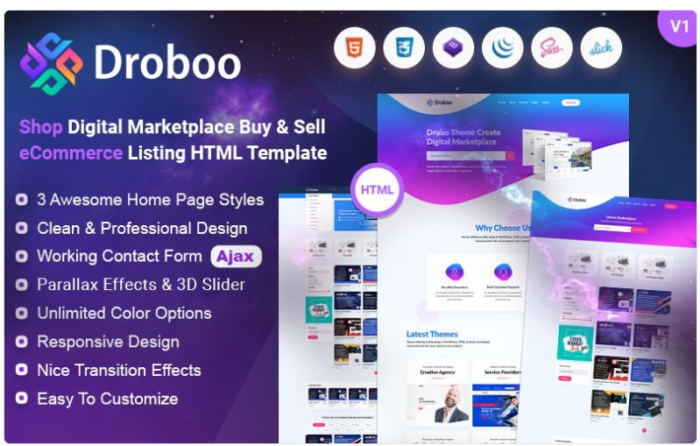 Droboo - Digital Marketplace HTML Website Template 1.0