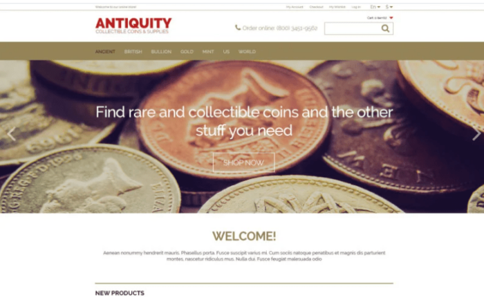 Collectible Coins Magento Theme
