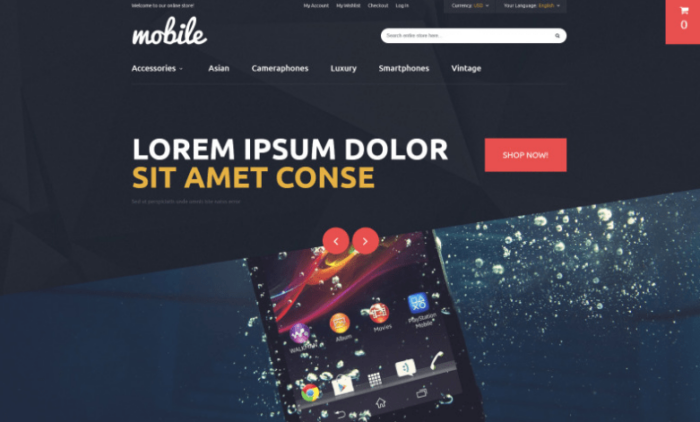 Mobile Phones and Accessories Magento Theme