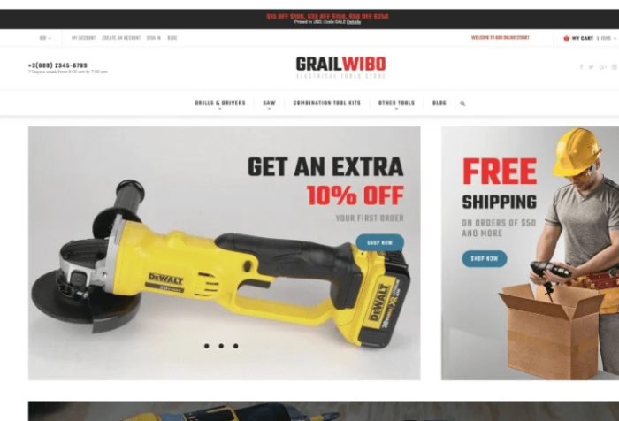 GrailWibo - Electrical Tools Store Magento 2 Theme