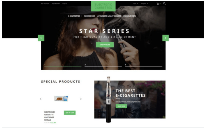 Electronic Cigarettes Magento Theme