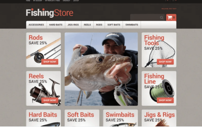 Useful Fishing Accessories Magento Theme