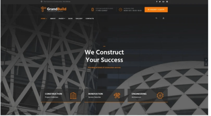 GrandBuild - Construction Company Flat Professional Joomla Template