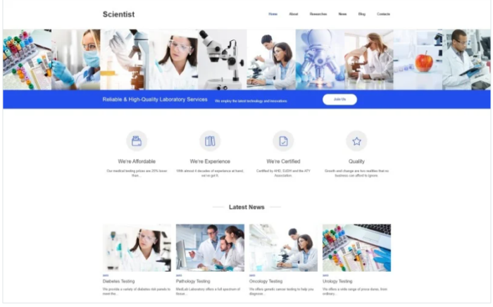 Scientist - Science Lab Clean Joomla Template