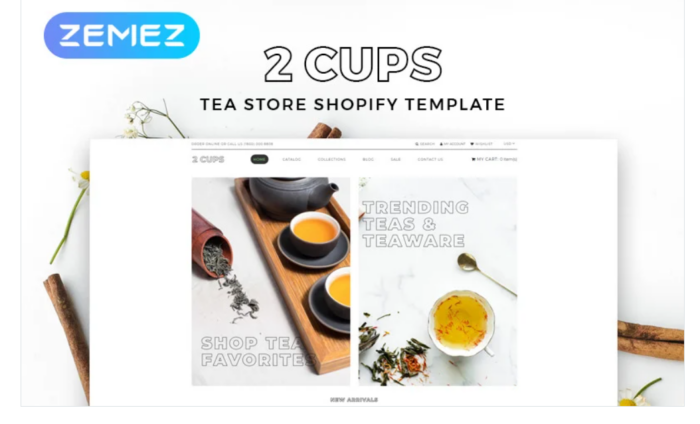 2 Cups - Tea Store Multipage Bright Shopify Theme