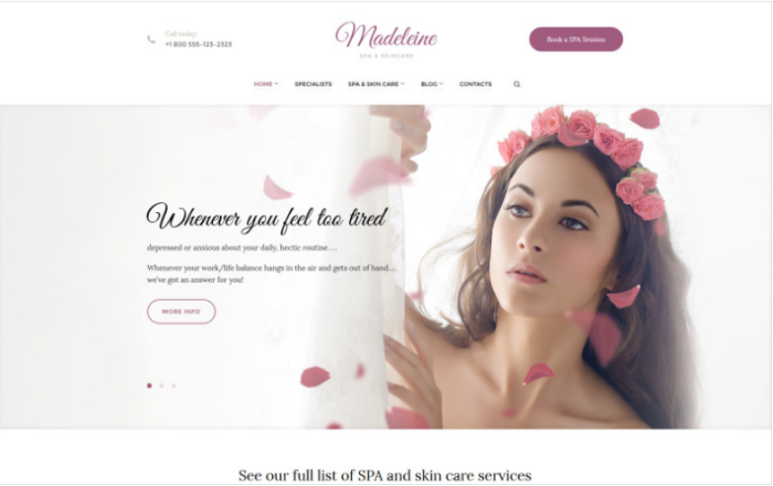 Madeleine - Spa Health & Skincare WordPress Theme
