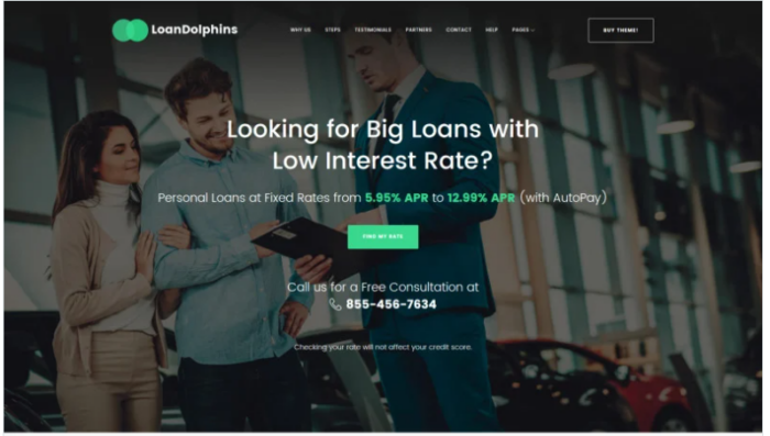 Loan Dolphins - Loan Company One Page WordPress Theme