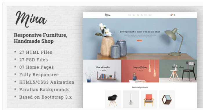 Mina - Responsive Furniture, Handmade Shop & Blog HTML5 Template