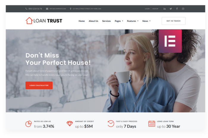 Loan Trust - Mortgage Company Elementor WordPress Theme