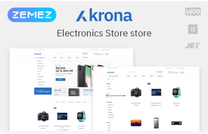Krona - Electronics ECommerce Classic Elementor WooCommerce Theme