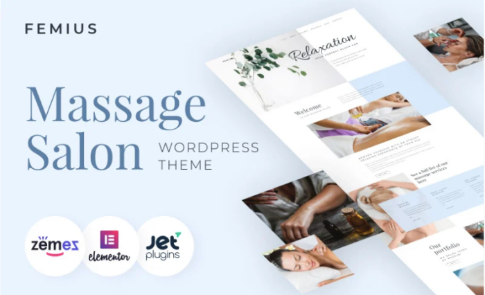 Femius - Massage Salon Ready-to-Use Minimal Elementor WordPress Theme