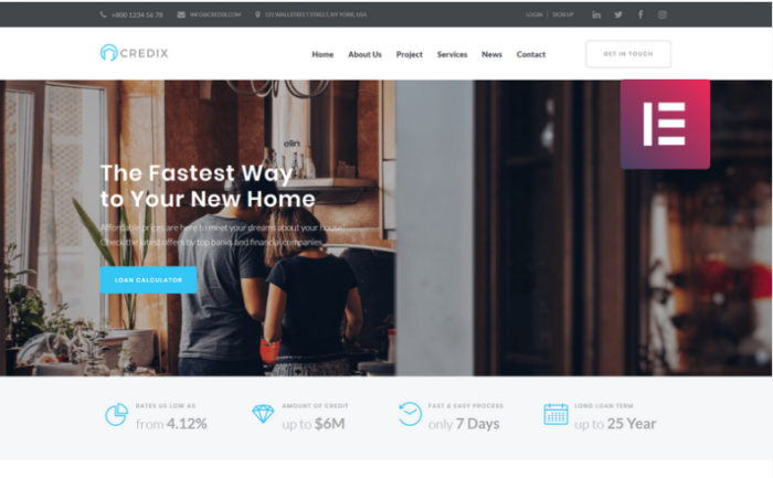 Credix - Finance Multipurpose Minimal Elementor WordPress Theme