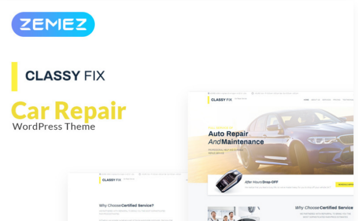 Classy Fix - Car Repair Elementor WordPress Theme