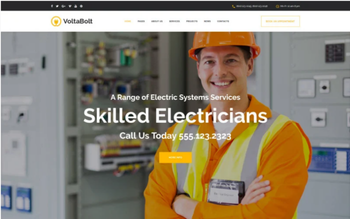 VoltaBolt - Electrician Services Responsive WordPress Theme