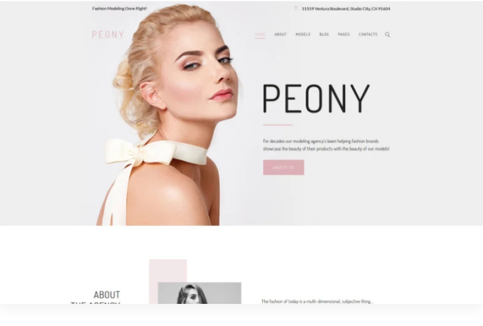 Peony - Fashion Modelling Agency WordPress Theme