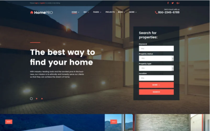 HomePro Real Estate Portal WordPress Theme