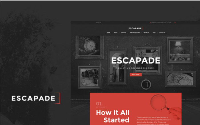 Escapade - Escape Room Responsive WordPress Theme