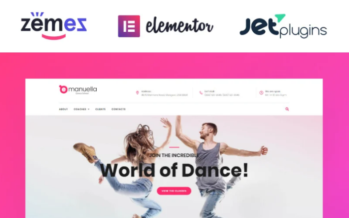 Emanuella - Dance School Responsive WordPress Theme