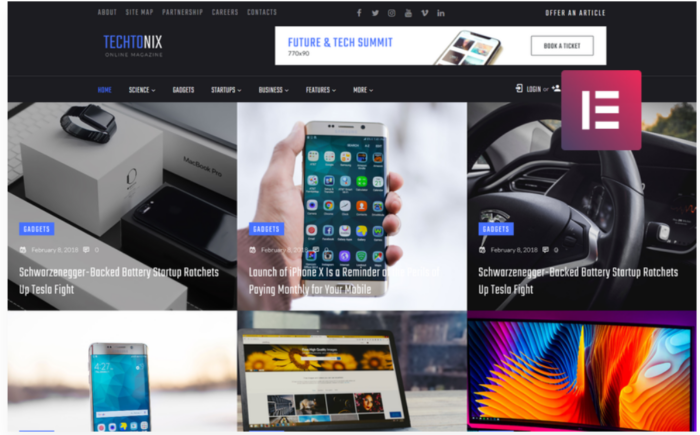 Techtonix - Tech Blog Elementor WordPress Theme