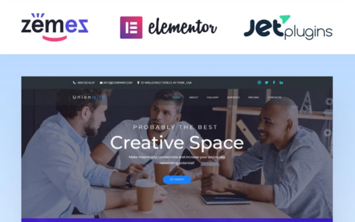 UnionHUB - Coworking Space Elementor WordPress Theme